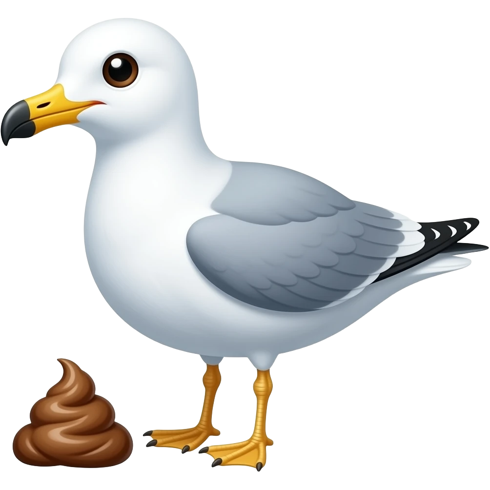Seagull doing a poo emoji