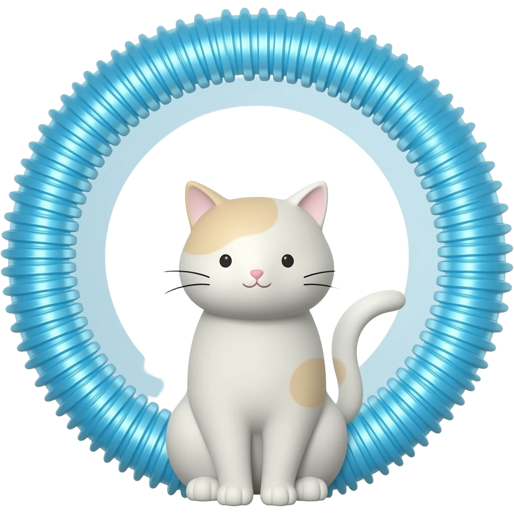 Cat-shaped inprinted very long #B8FFFF vacuum plastic hose tube emoji