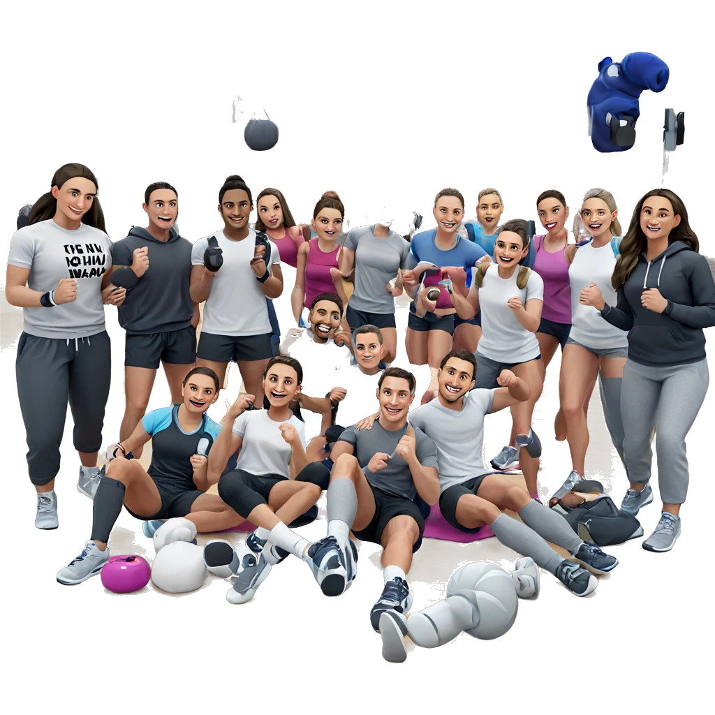group of friends at gym emoji