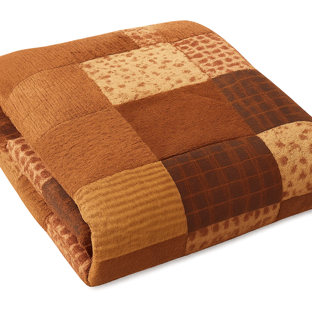 cozy patchwork quilt folded, homey emoji