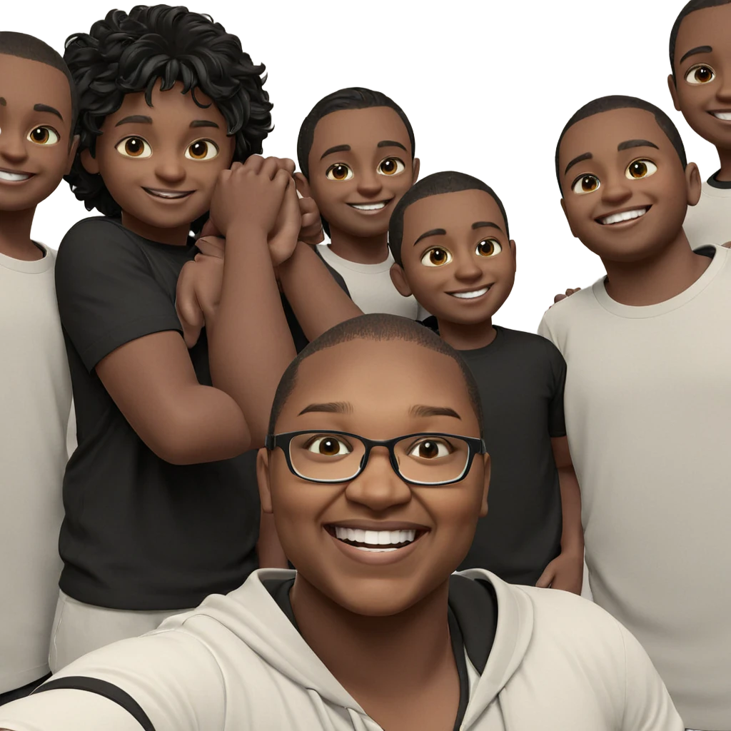 smiling boys in black shirts emoji