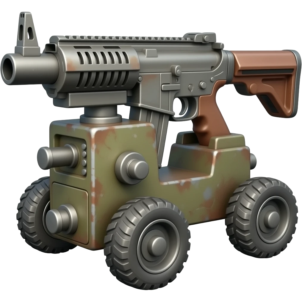rusty gun machine on wheels emoji