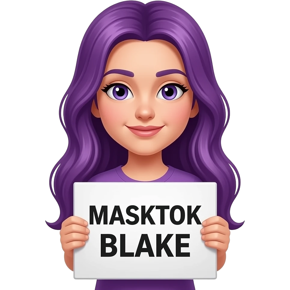 girl with long purple hair with a MASKTOK BLAKE sign emoji
