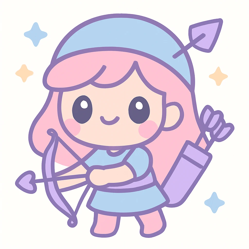 archer, kawaii style, cute, big eyes, pastel colors emoji