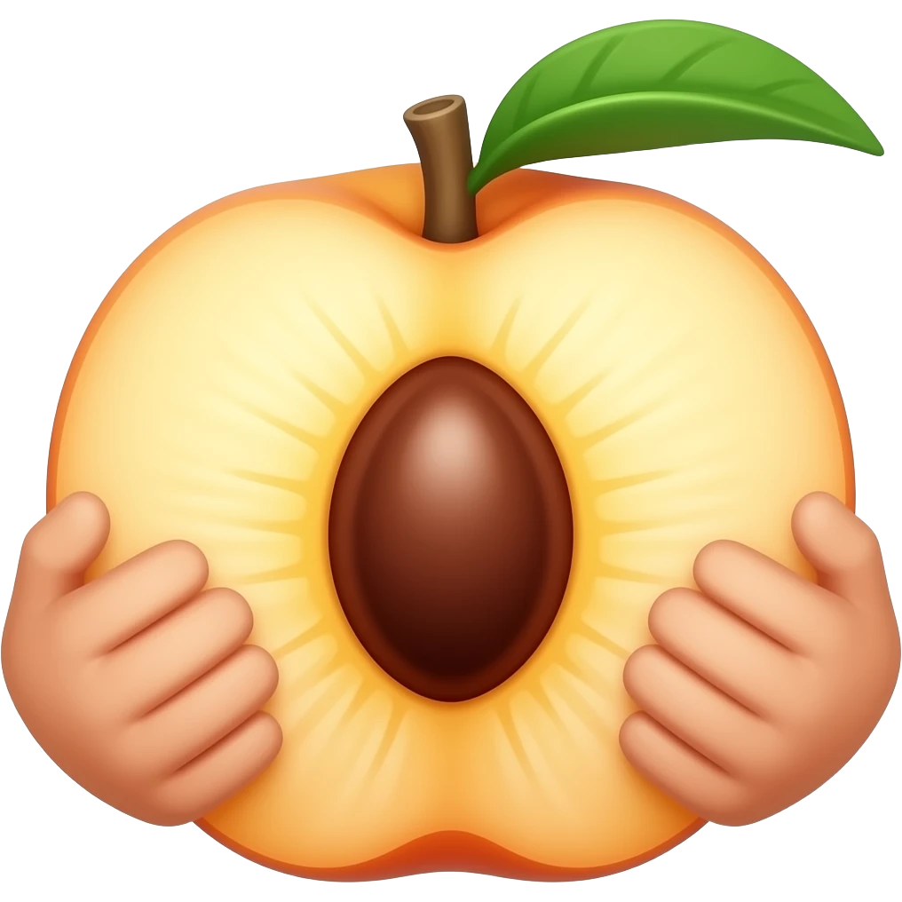 Erstelle ein Emoji mit einem Loch in der Mitte, zwei Hände sollen den Pfirsich ein wenig öffnen emoji