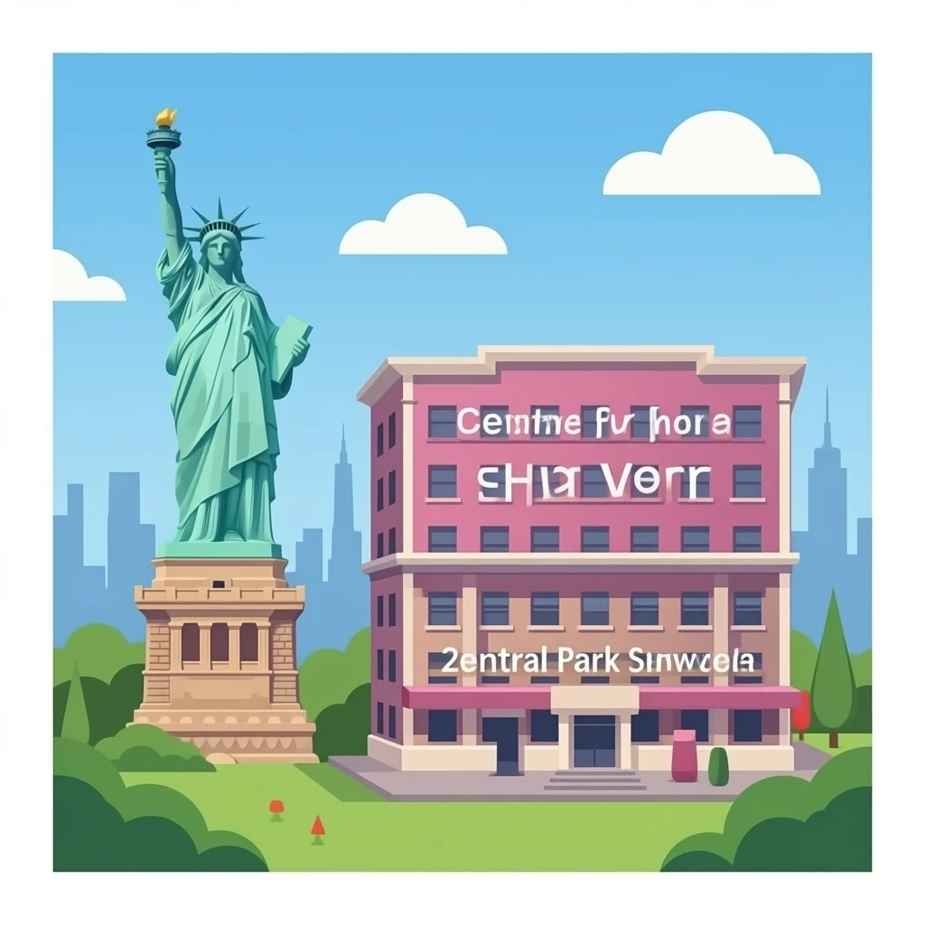 Pink 220 central park south Building SignBoard in New York  Statue of Liberty emoji