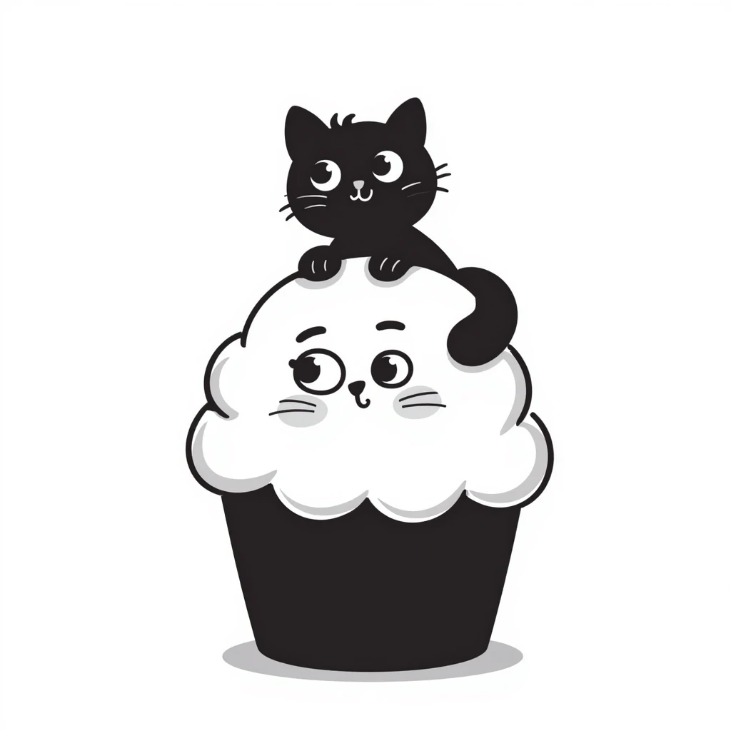 cupcake with cat emoji