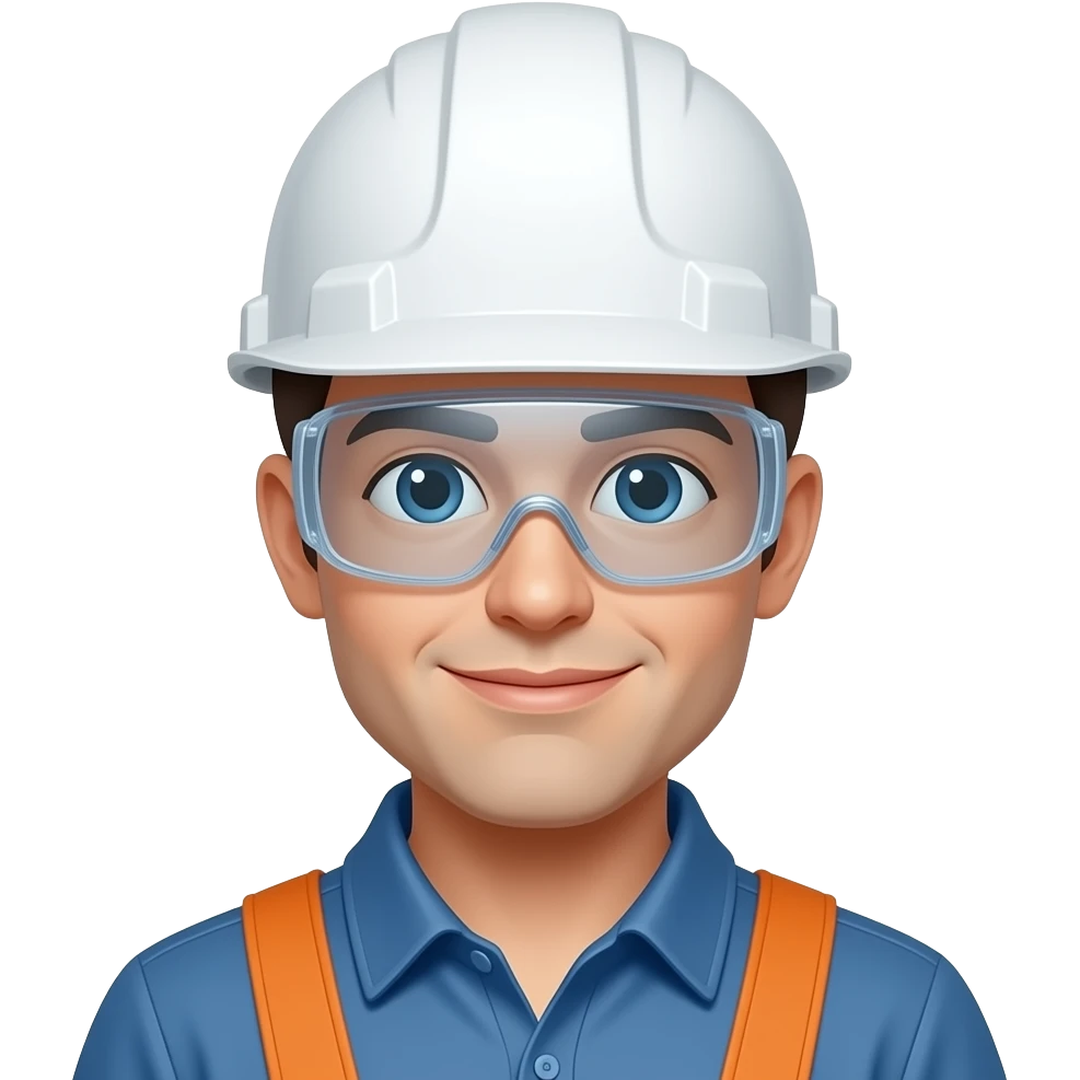 Electricista con casco blanco y con lentes de protección emoji