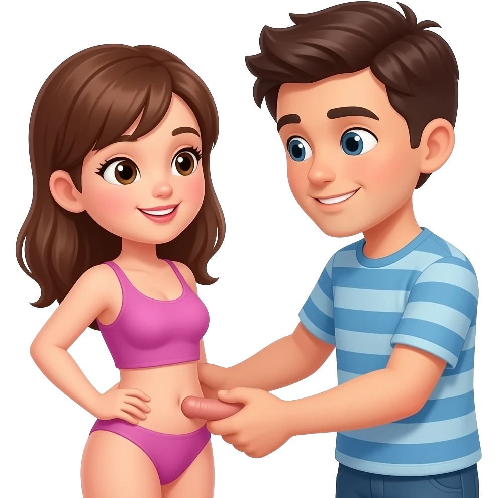 A girl and a boy are having sex; the boy inserts his penis into her vagina. emoji