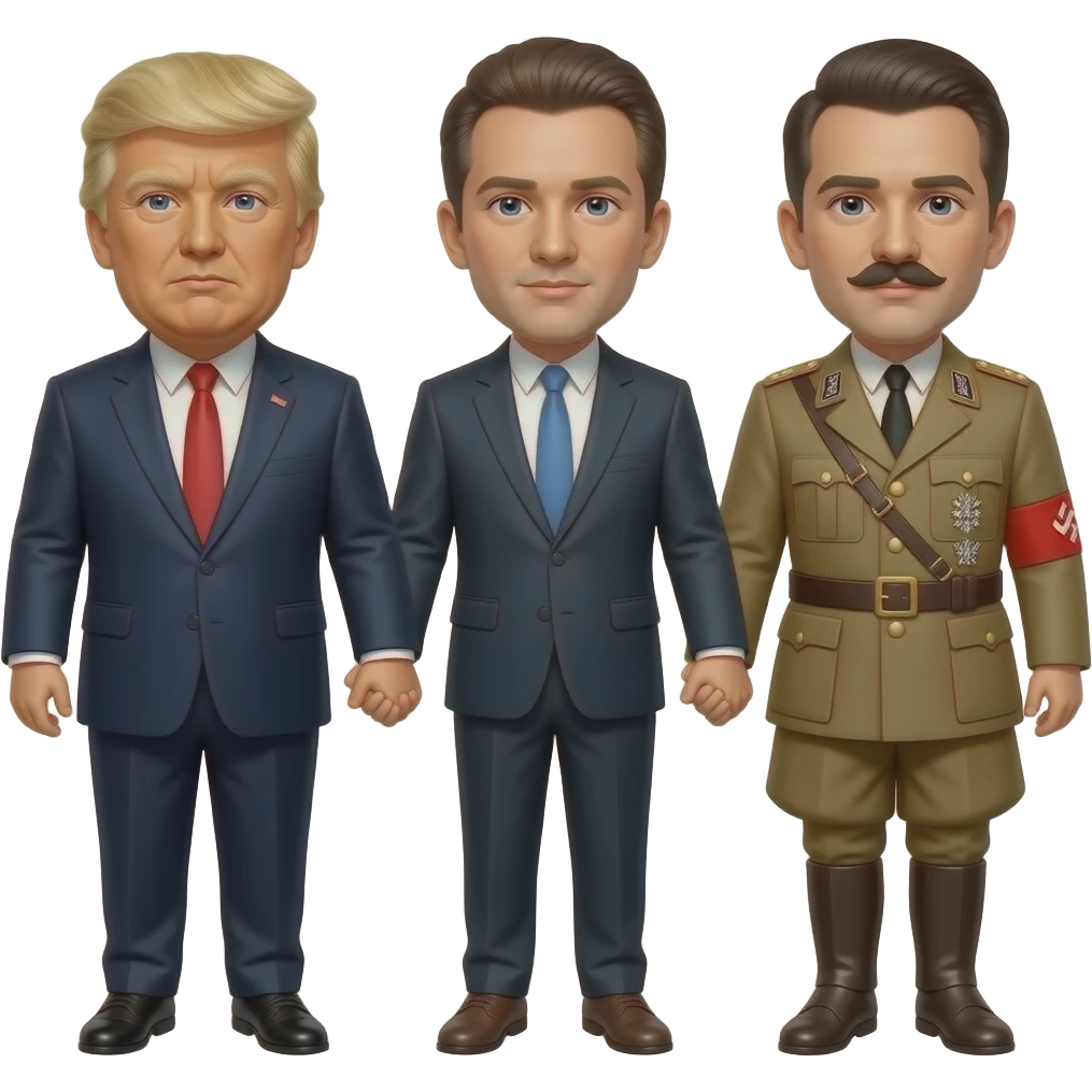 donald trump, jeffrey epstein and adolf hitler holding hands emoji