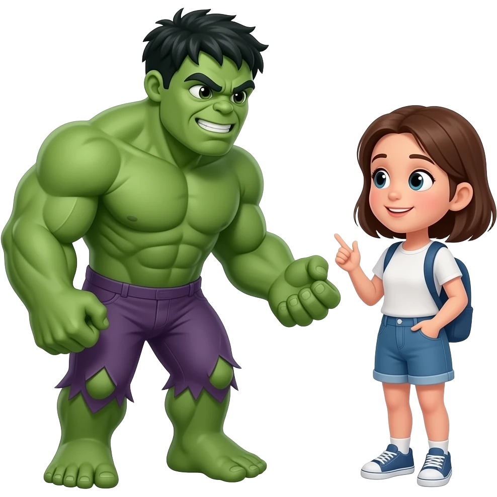 Hulk taking to a girl emoji