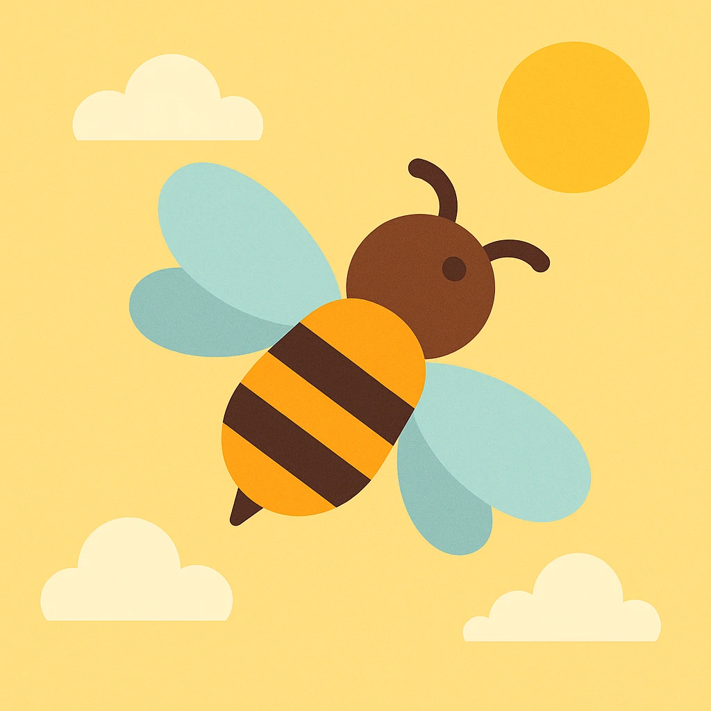 Flat design style bee in the sky emoji