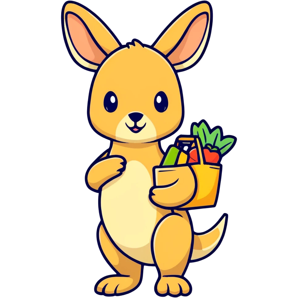 Baby kangaroo with groceries  emoji