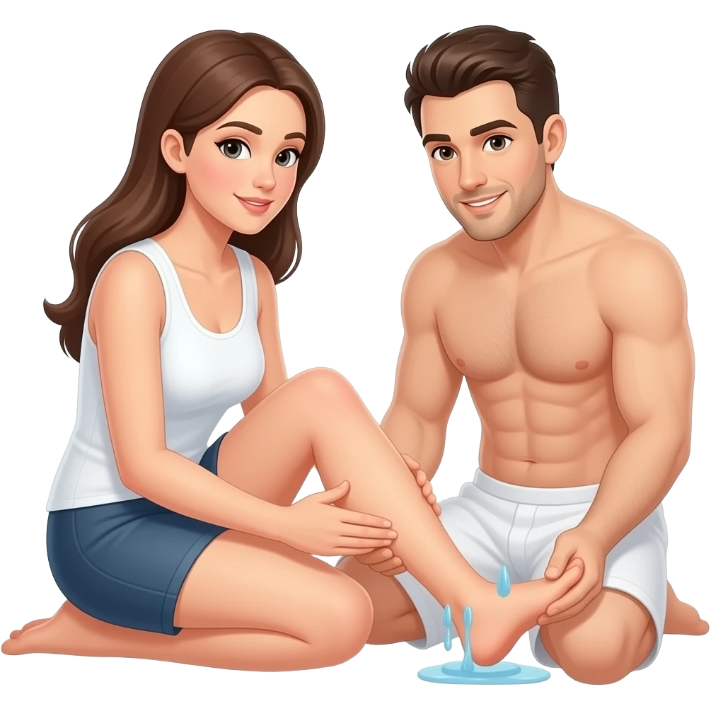 A woman naked getting her feet rubbed by her husband emoji