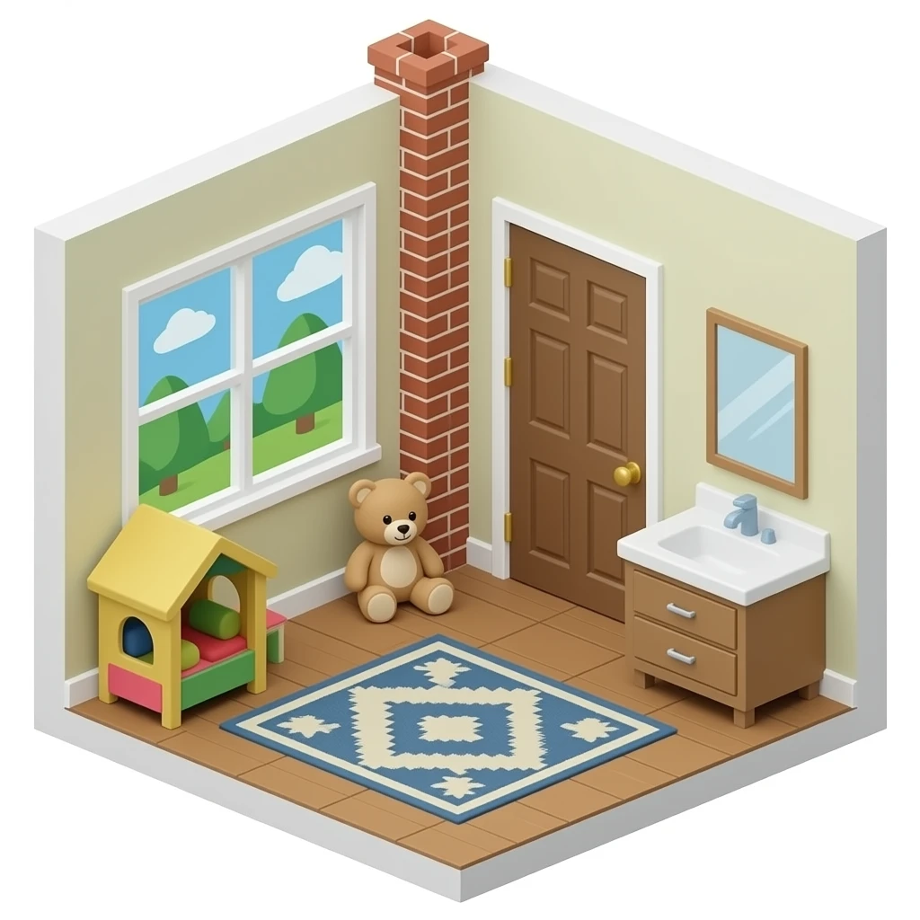 Glass for the windows, a rug on the floor, Bricks for the chimney, a big wooden door. I’ll even take a playroom or two you know what to do (teddy bear, and bathroom drawer and mirror emoji