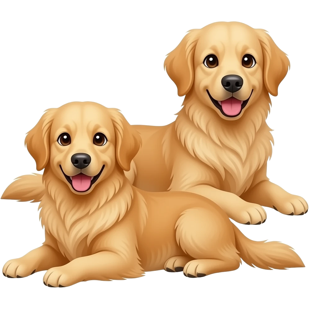 two golden retrievers lying on ground emoji