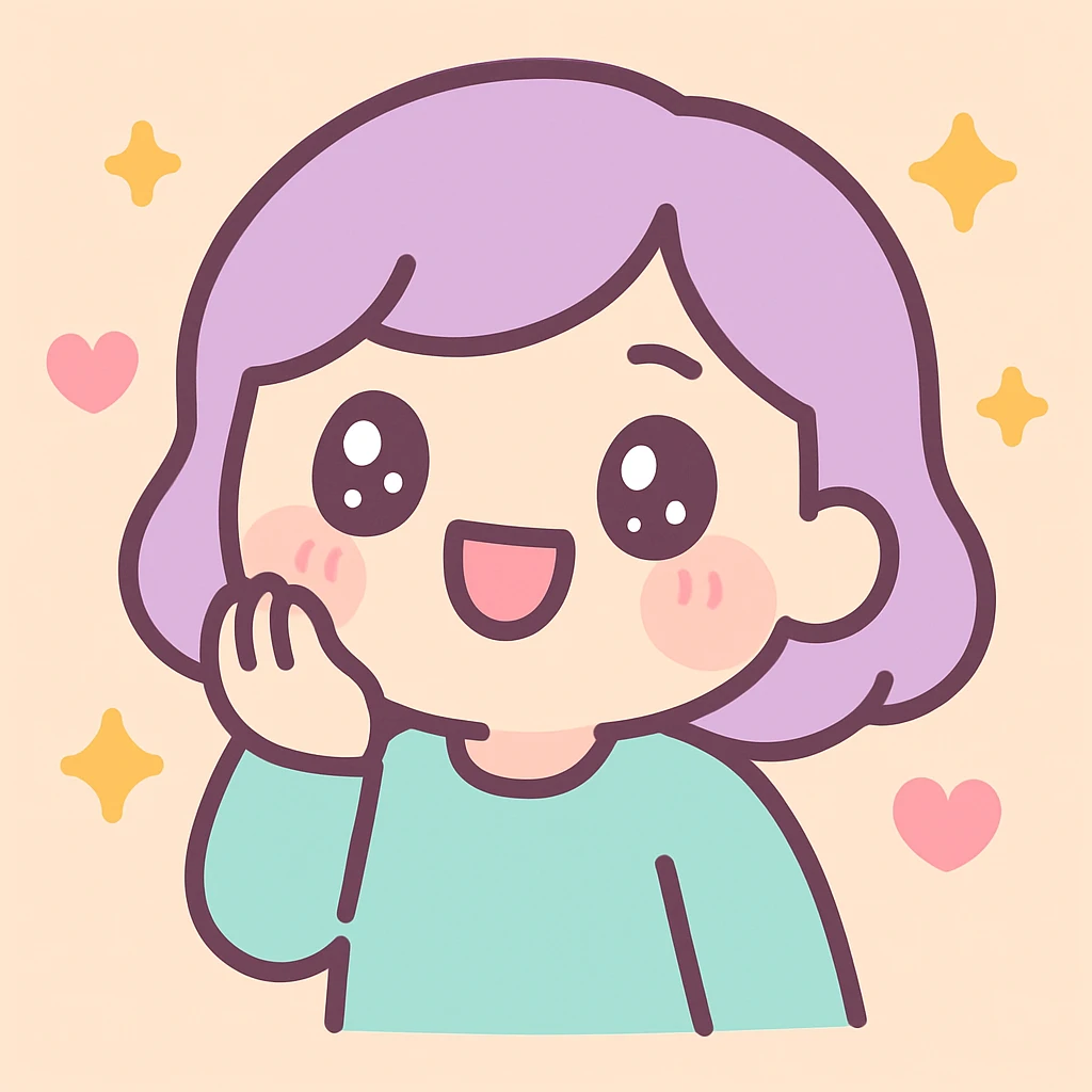 a person laughing at themselves, simple and cute, pastel colors, kawaii style emoji