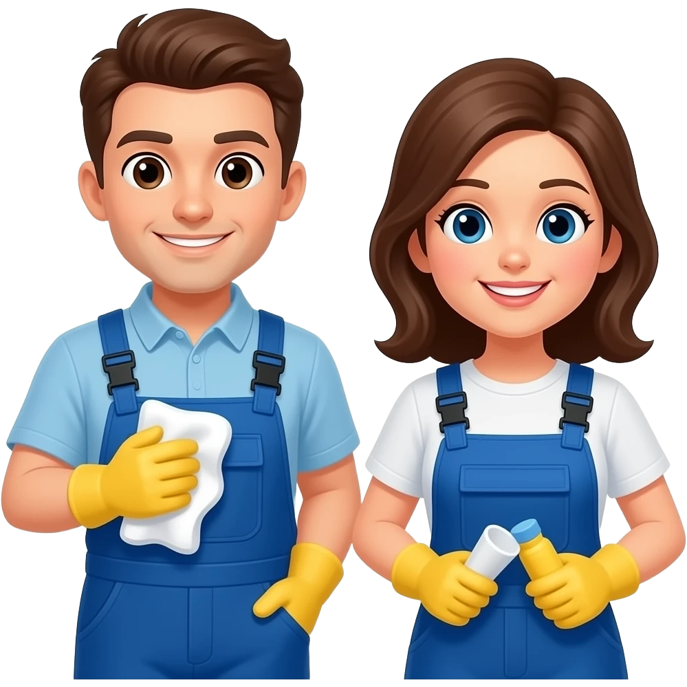male and female coworker cleaning emoji