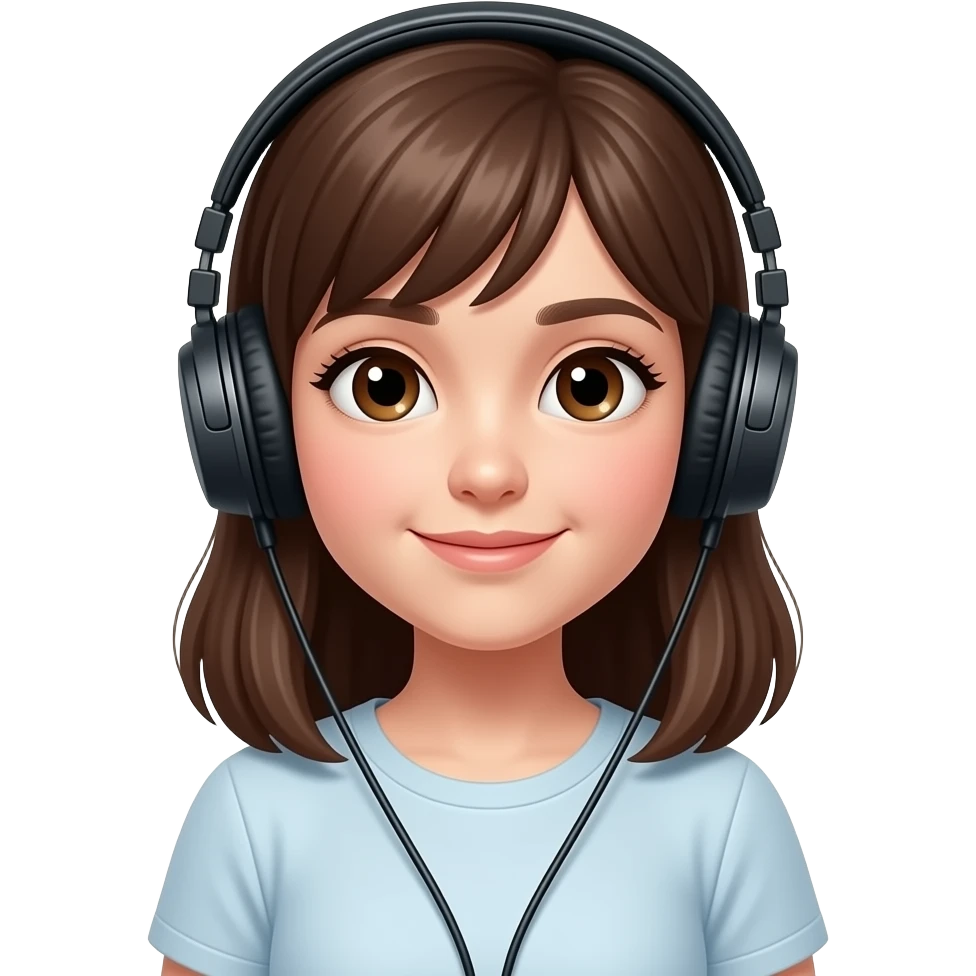 a teenager girl listening to music, realistic, whle body visible emoji