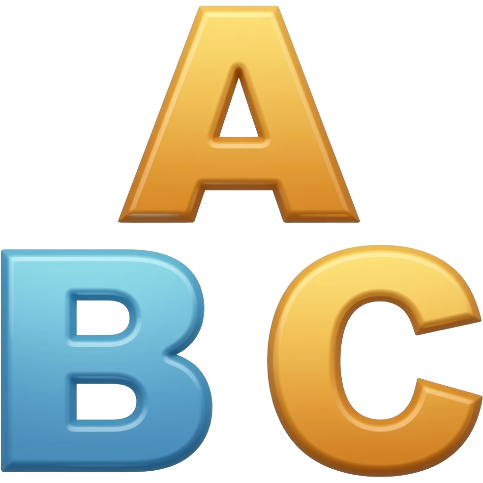 colourful letters ABC, A on top, B and C under A emoji