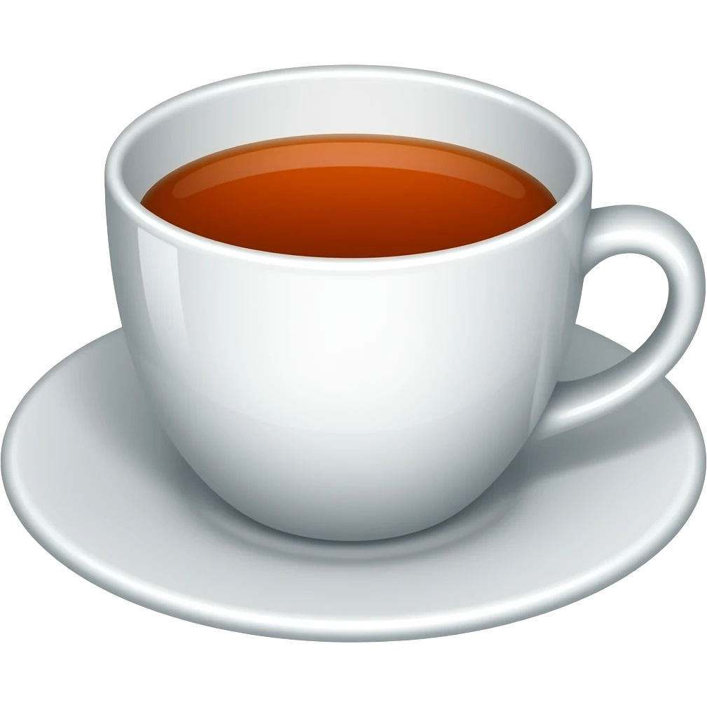 red tea in white cup and plate emoji