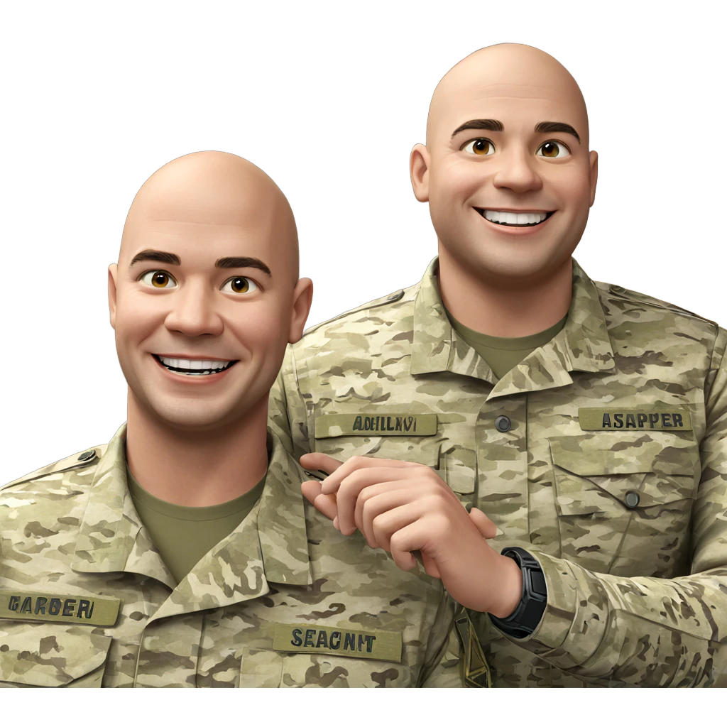 military boys sharing a grin emoji