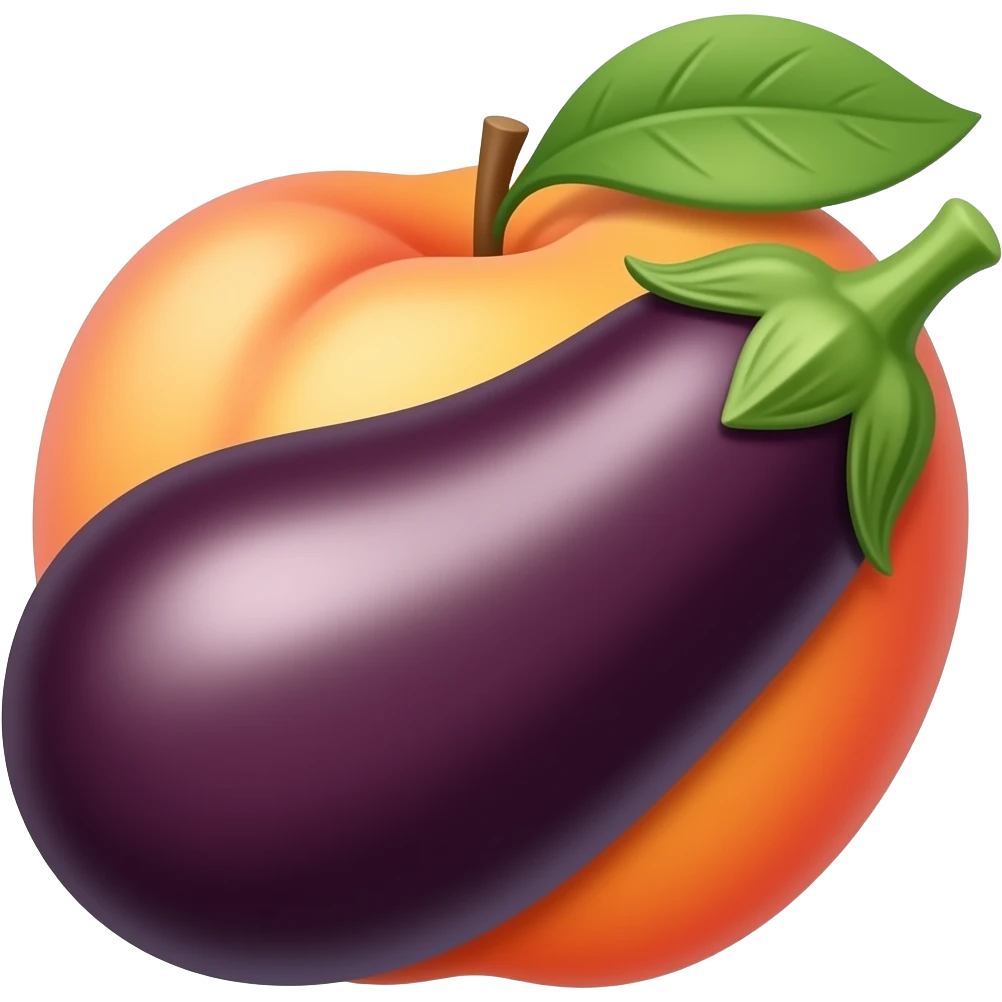 Eggplant on the fromt of peach emoji