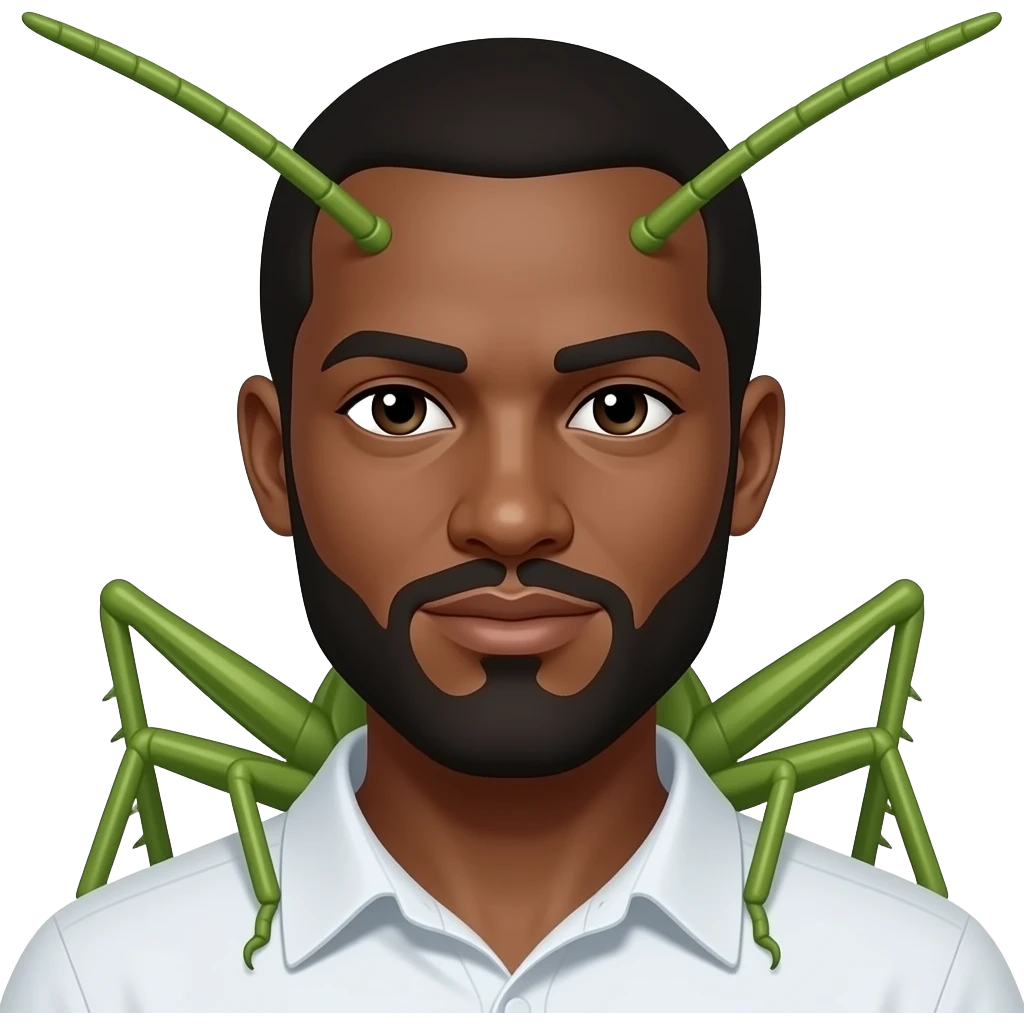 a black man-grasshopper crosS emoji
