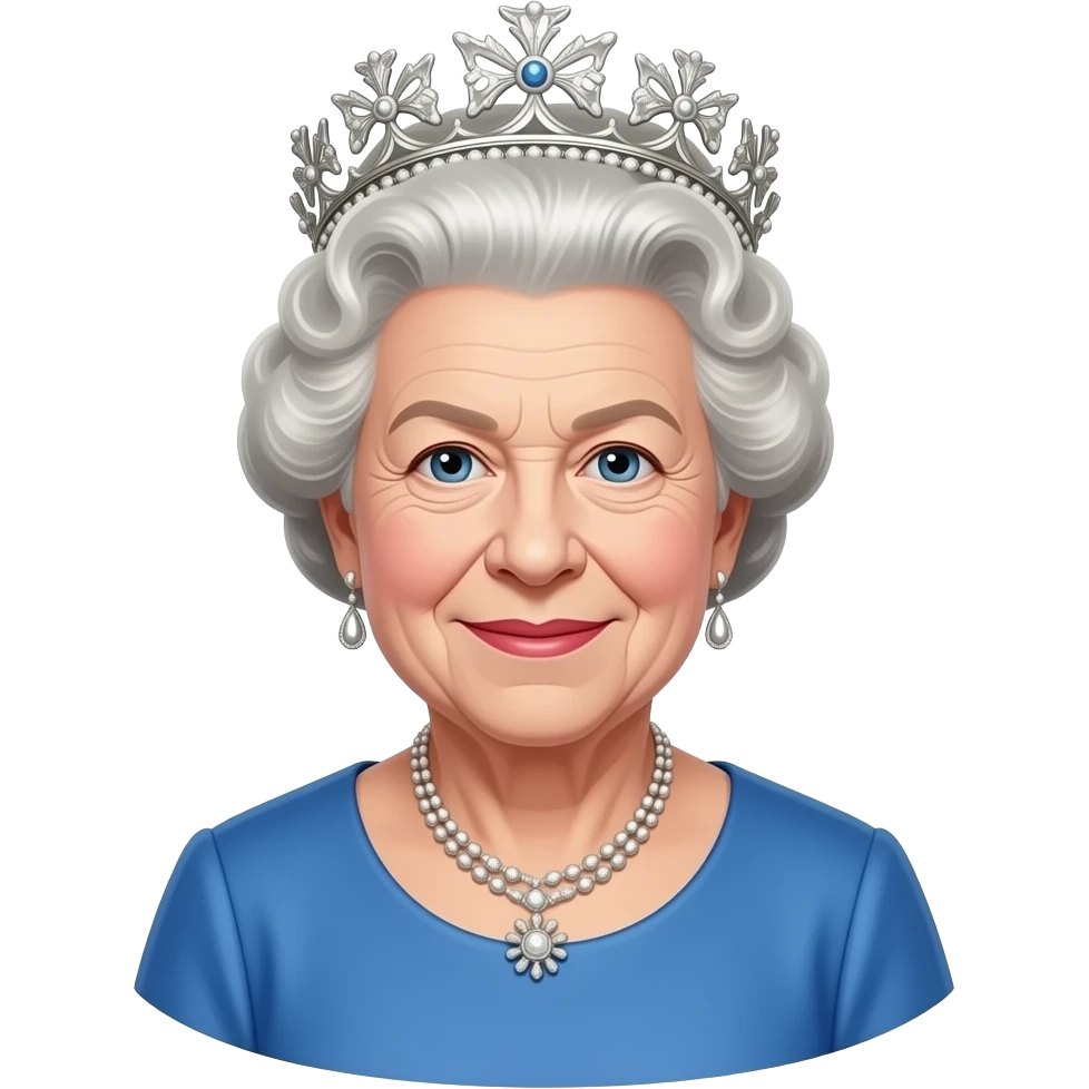Elizabeth ll con trage azul sin corona emoji