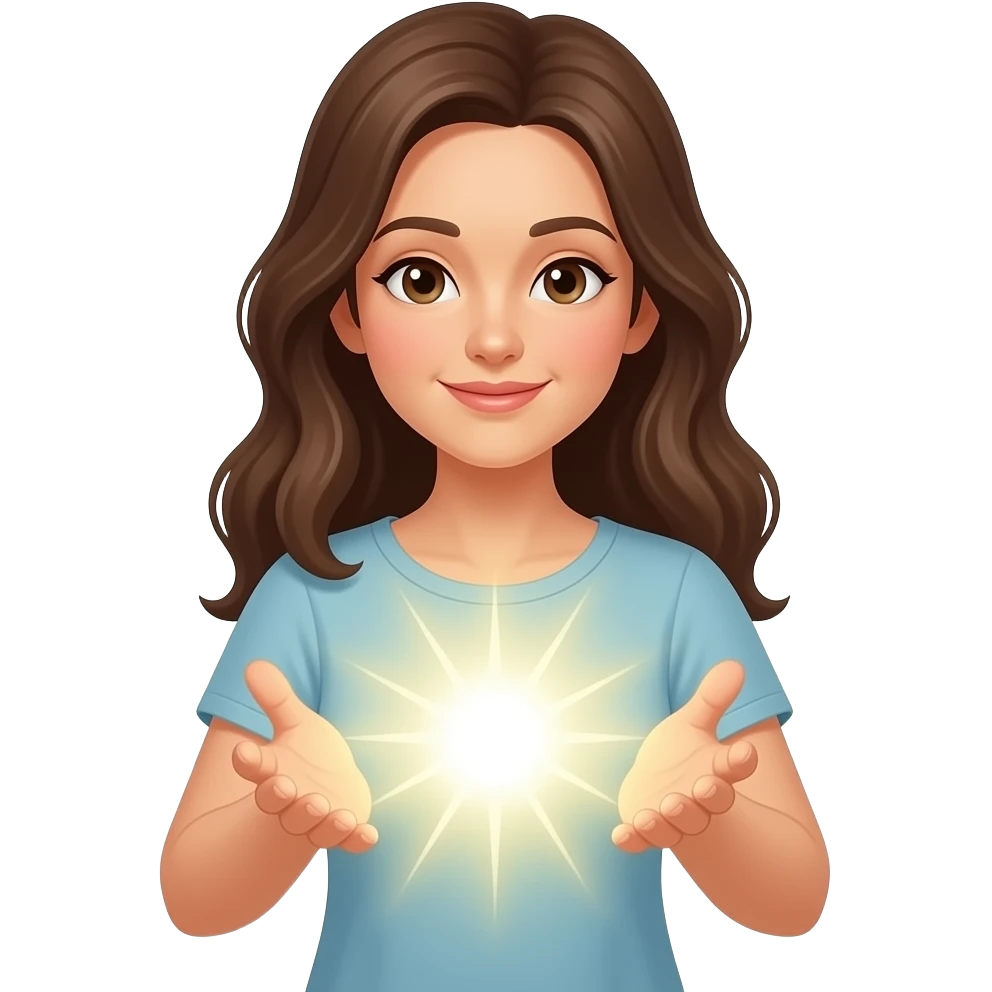 lady healing hands with light emoji