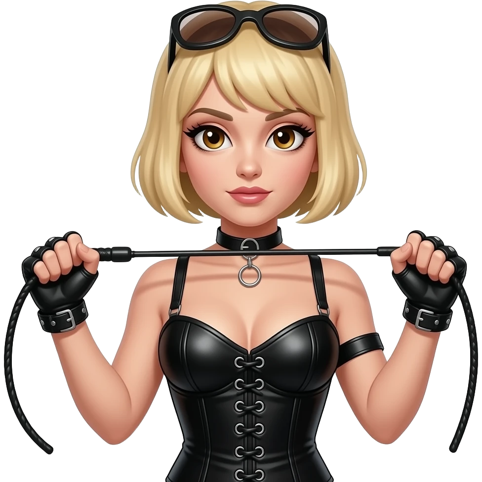 Bdsm dominatrix blonde short hair brown eyes emoji