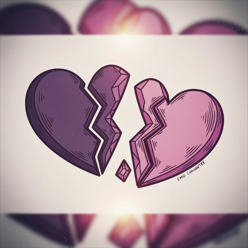 cute emo heart broken in two emoji