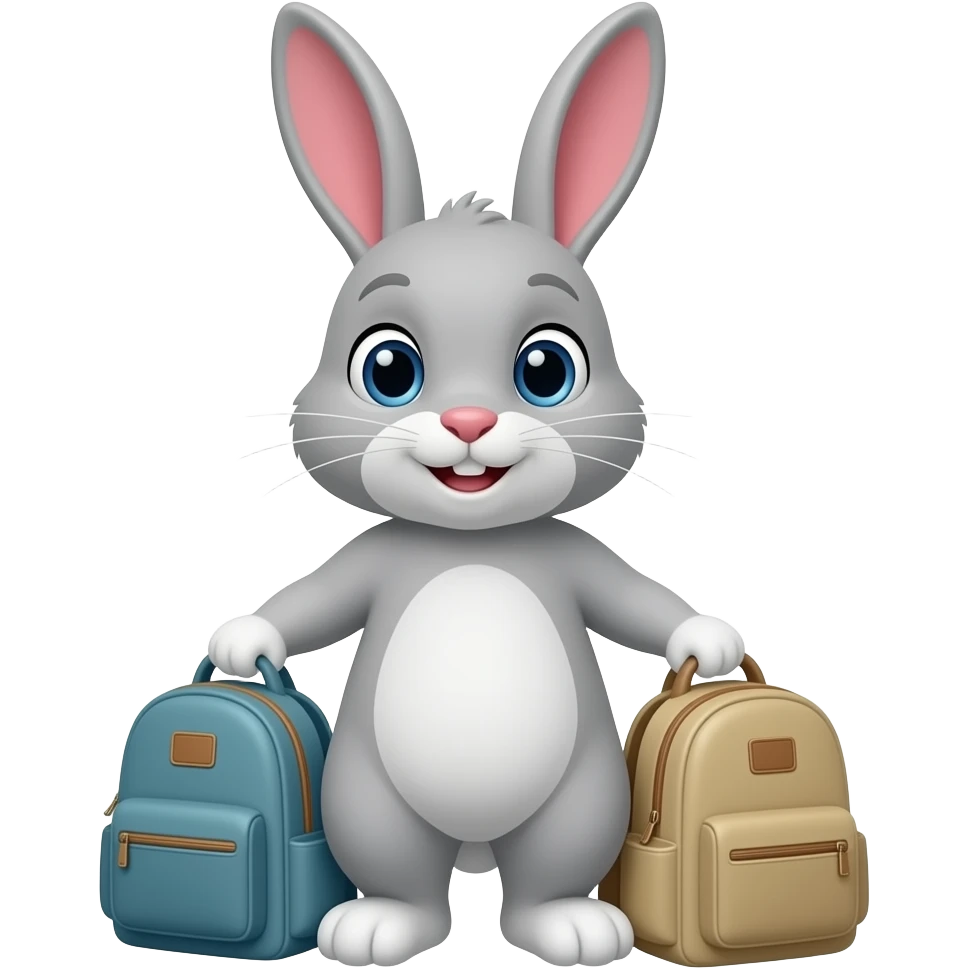 11. Next, grey bunny grabs bunny’s backpack. 🐰 emoji