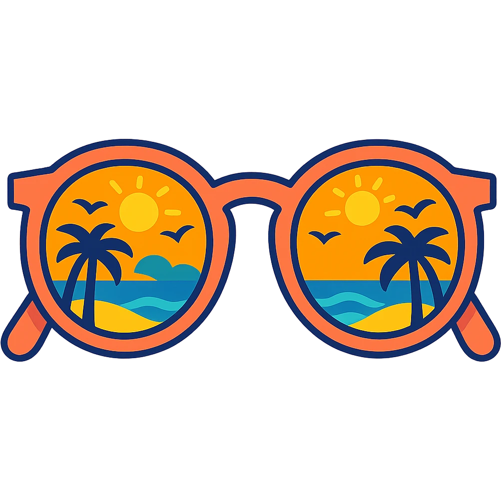 summer sunglasses with reflection of the beach modern fun style emoji