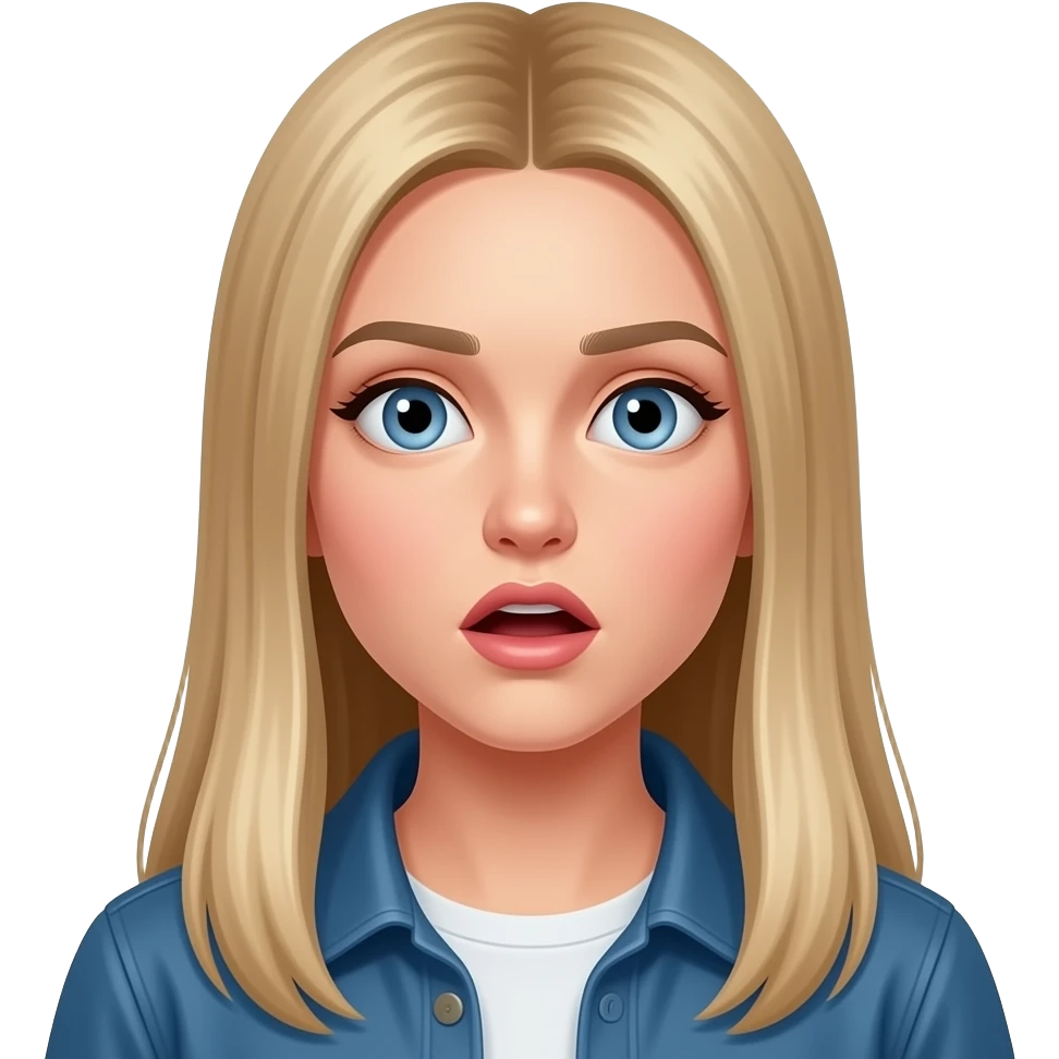 fai un set di emoji come soggetto una bella ragazza russa bionda capelli lisci lunghi e occhi chiari e molto scioccata emoji