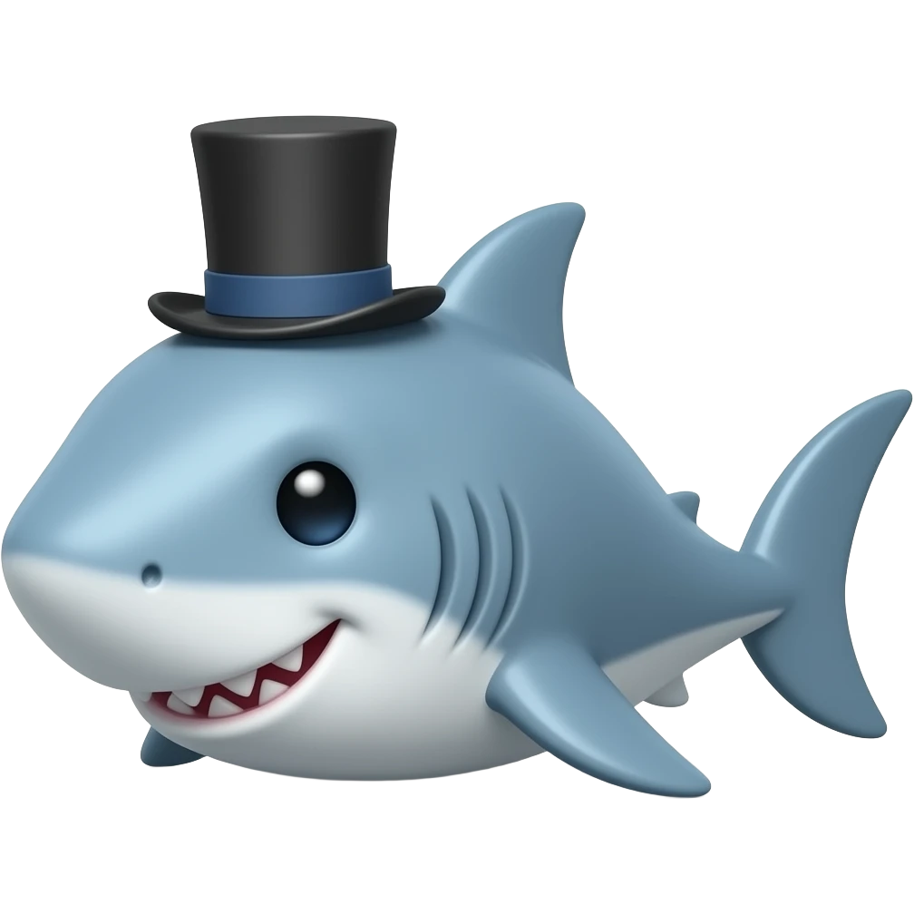 Shark with a top hat emoji