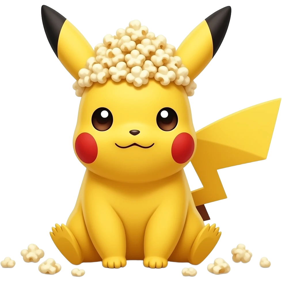 Pikachu qui a la tête dans du pop corn emoji