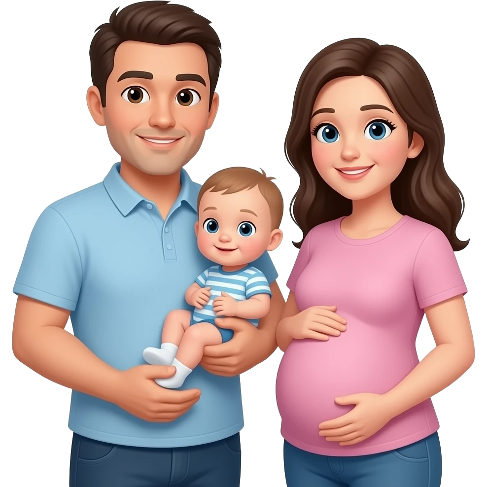 Papá mamá y bebé en panza emoji