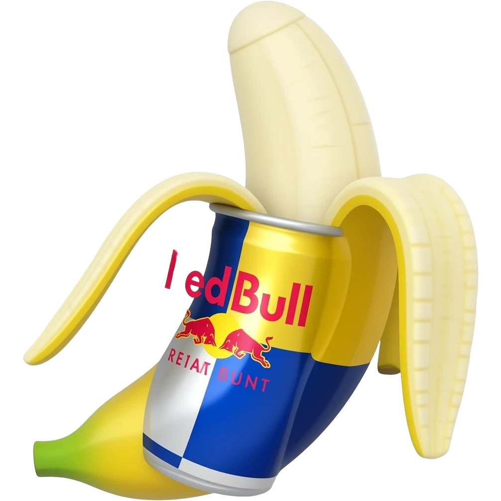 Rede Bull emoji with the shape of a banana emoji