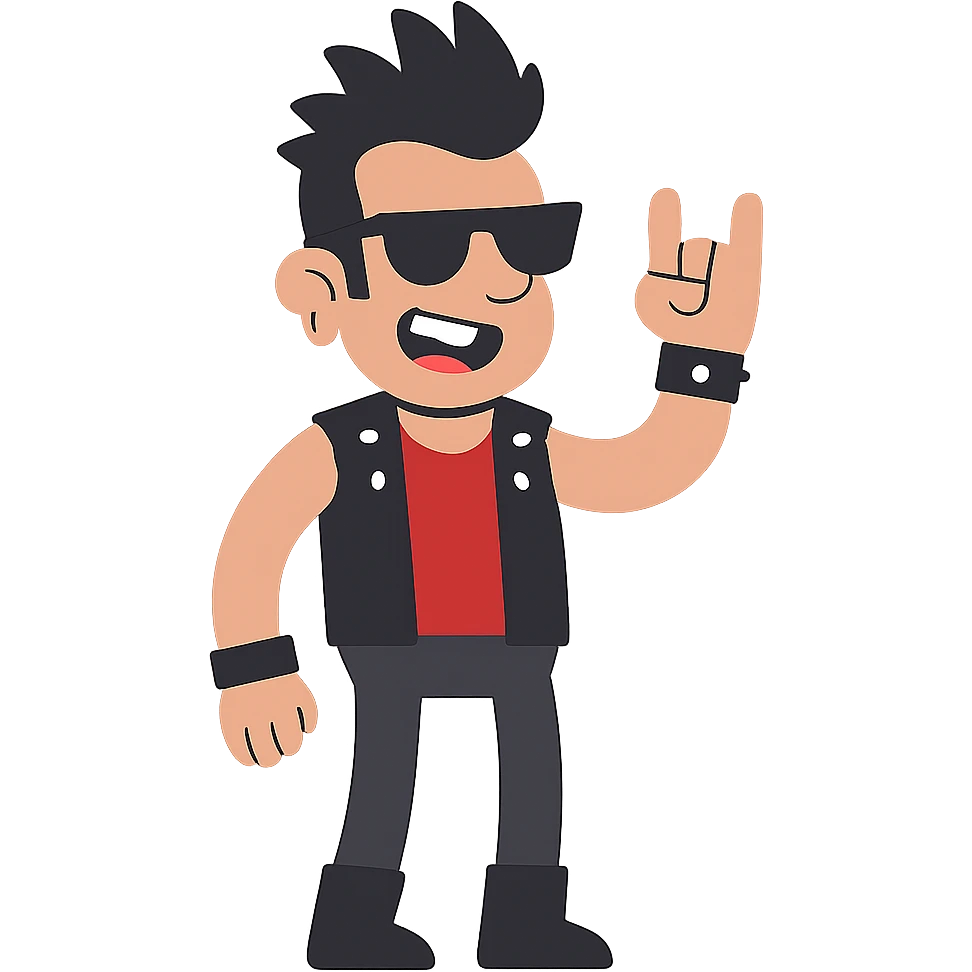 flat toon style cool funny rocker emoji