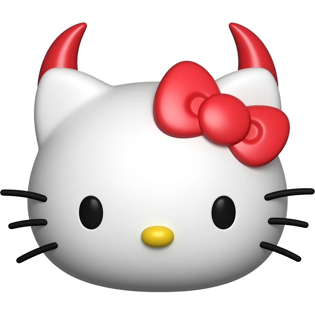 hello kitty face 3d devil emoji