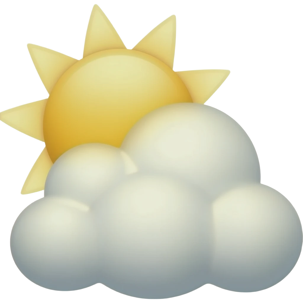 sun shinning from behind fluffy cumulus looking cloud without background emoji