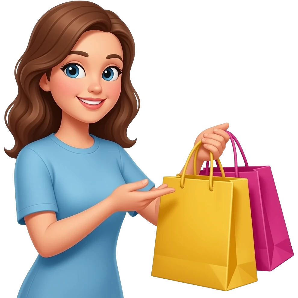compras bolsa amarillas y fuscia mujer emoji