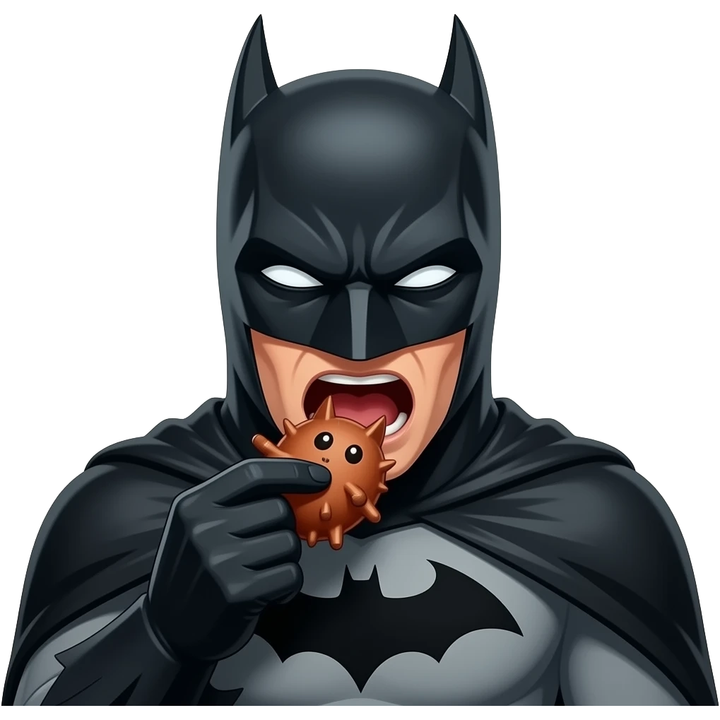 Batman eating a screaming bat emoji