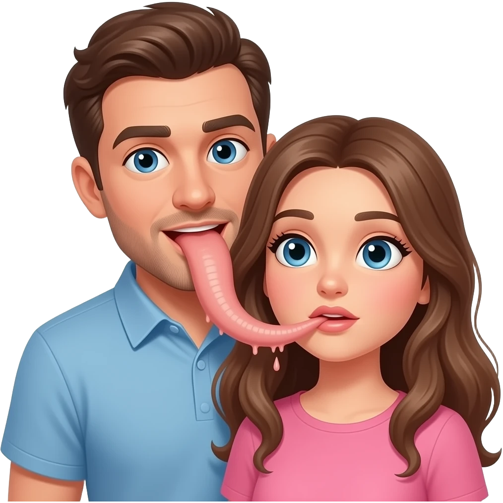 Man standing behind beautiful girl his large penis exiting her tiny mouth ejaculating all over her face emoji
