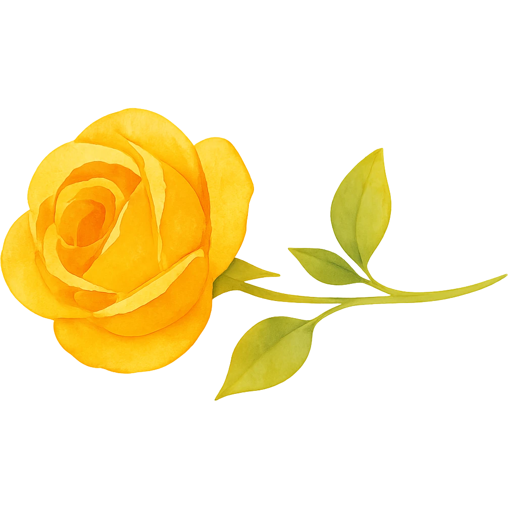 Enhance the color saturation and contrast of the yellow rose illustration while preserving its dreamy, painterly watercolor style. Keep the background transparent. emoji