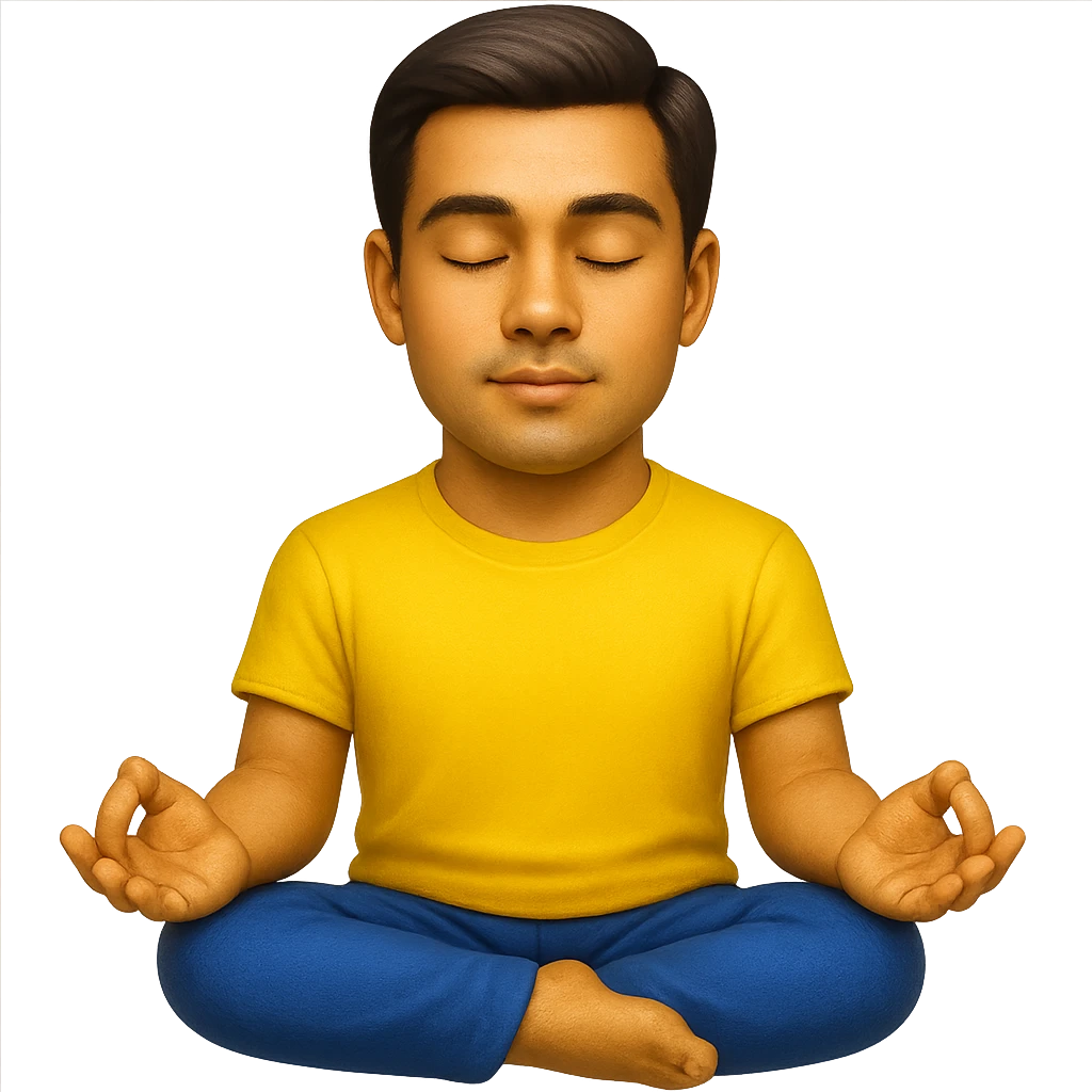 emoji stile iphone di un uomo che medita, iperrealistico 4k emoji
