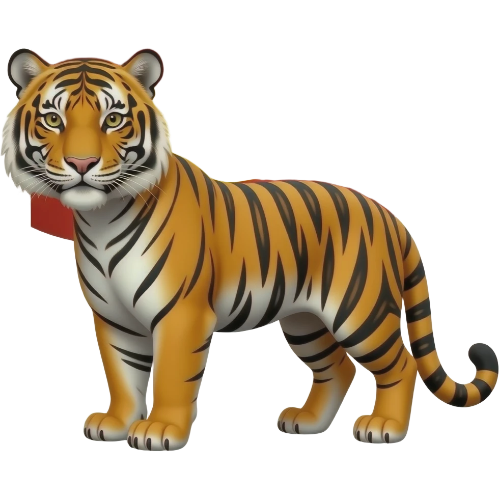 Tiger standing in a red yellow flag emoji