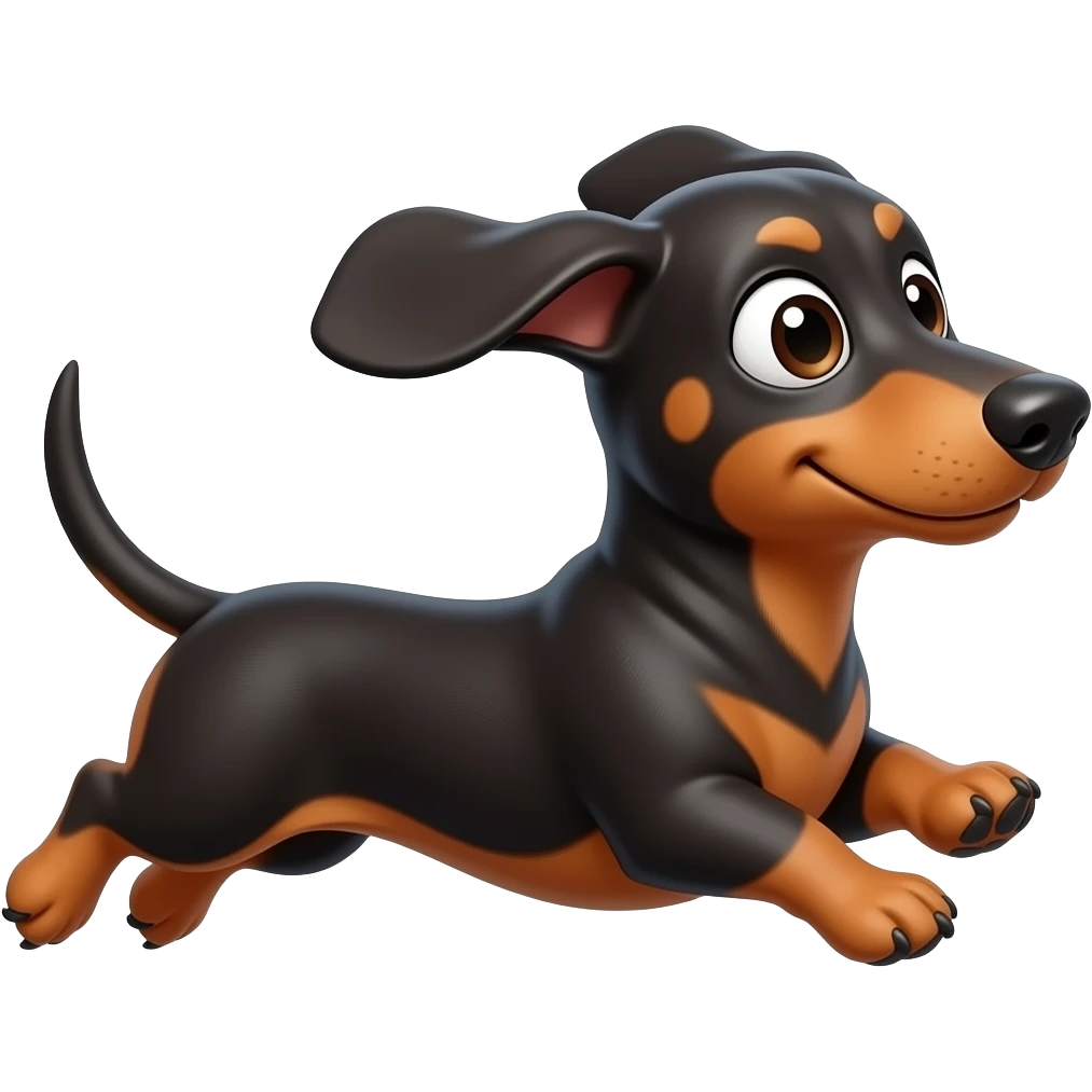 whimsical running dachshund wide eyes full body emoji