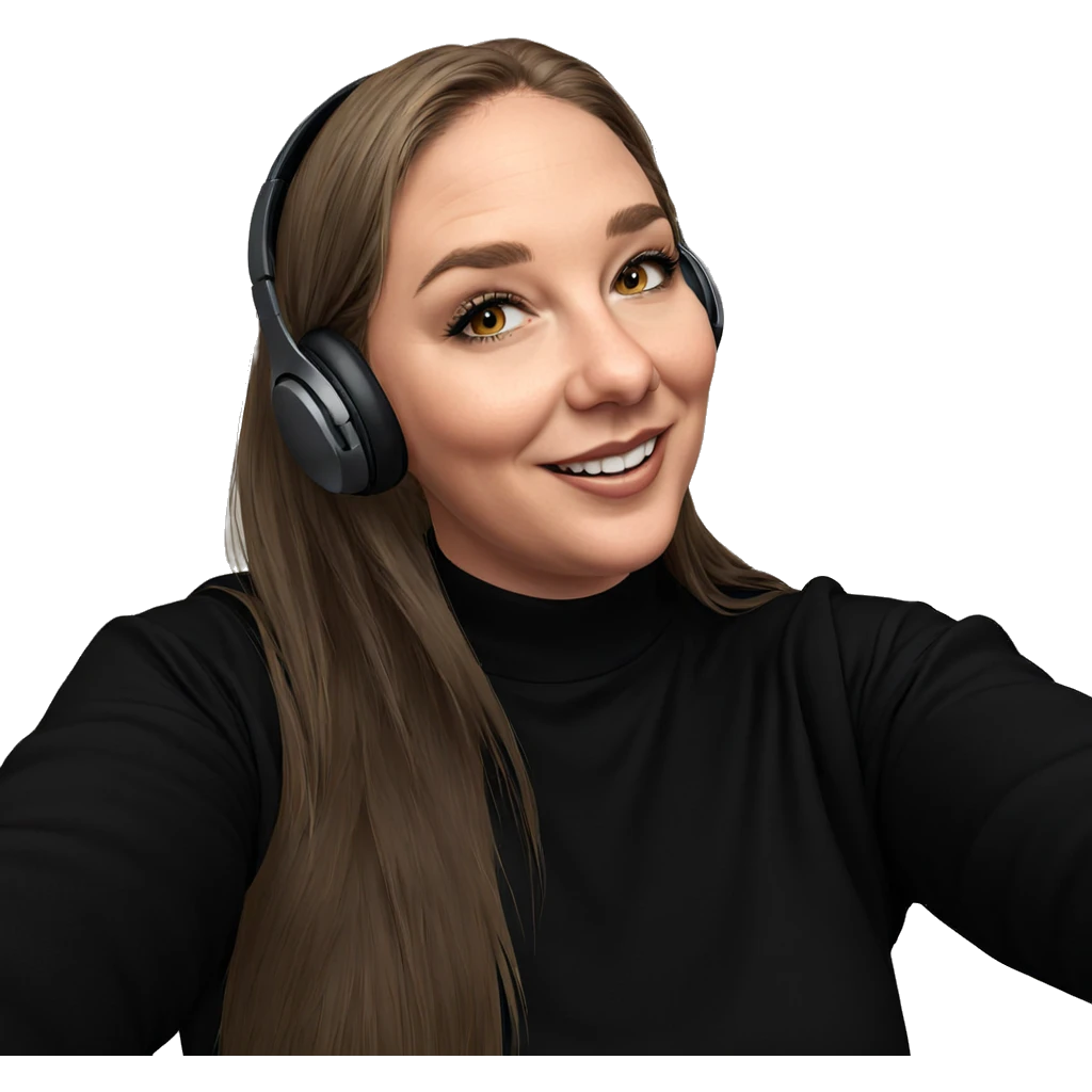 smiling girl in headphones emoji